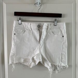 Express White Frayed Hem Jean Shorts